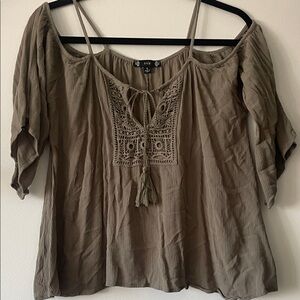 Iris|Olive Green Women's boho Top|Small|EUC